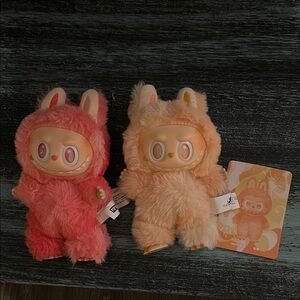 Charming Plush Bunny Duo - Pink and Cream